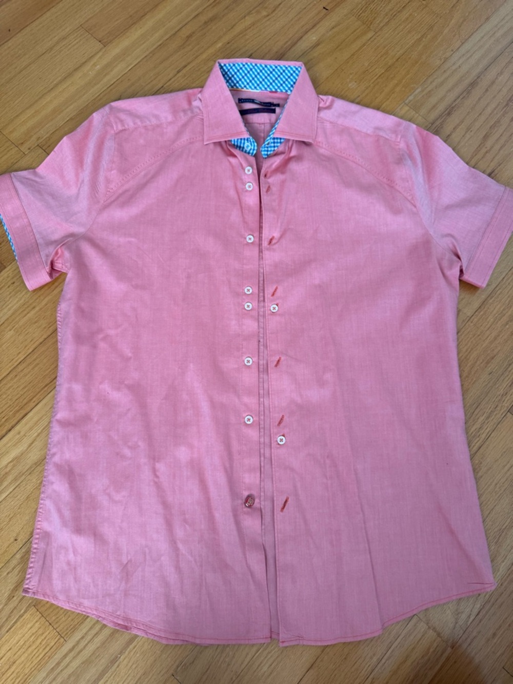 Stone Rose dress shirts Men's Short-Sleeve Pink Button-Up Shirt medium slim fit
